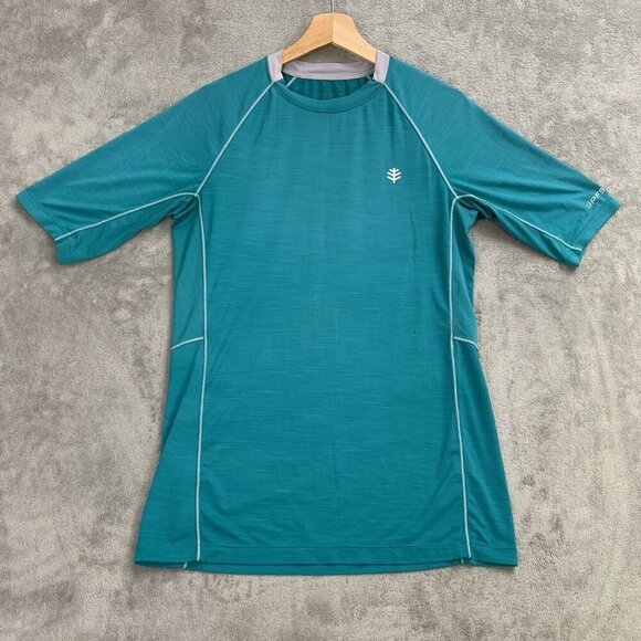 Coolibar Shirt Men's Small Teal Agility Short Sleeve Performance Tee UPF 50+ - Picture 1 of 9